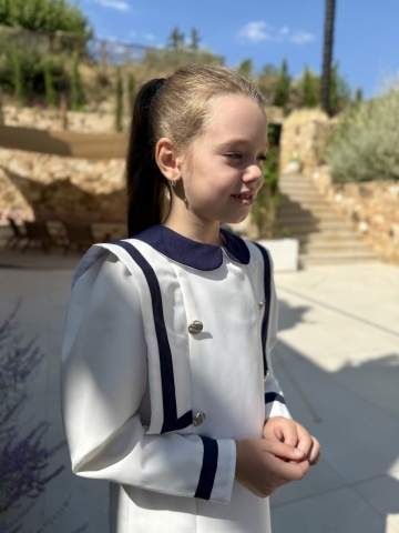 Rochie uniformă școlară fete albă cu bleumarin, Sailor Girl - Img 3