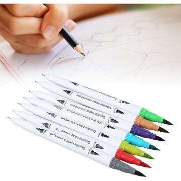 Set carioci pe baza de apa, 2 in 1, 120 culori, penar negru, corp carioca alb, 27.5 x 19.5 x 8 cm, multicolor - Img 3