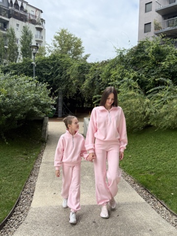 Set trening mama-fiica din bumbac moale premium - bluza cu mâneci balon, Candy Cloud - Img 10