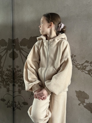 Trening Fluffy Oversize din Polar cu Fermoar și Pantaloni Evazați - Img 12