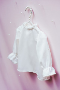 White Silk-Look Shirt for Girls, Angel