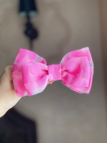 Clame păr fetițe Barbie – fundiță fuchsia tulle handmade - Img 4