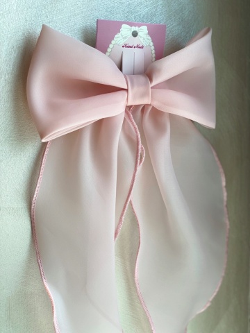Clame păr fetițe oversize organza roz Pinky - Img 4