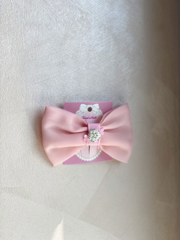 Clame păr fetițe roz organza Pinky – fundiță delicată - Img 3