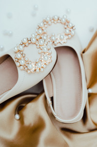 Cream Ballerina Shoes with Pearls for Girls, Victoria