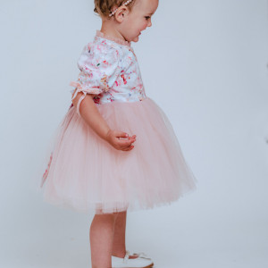 Elegant Premium Cotton Dress with Pink Tulle for Girls, Rose - Img 7