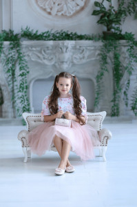 Elegant Premium Cotton Dress with Pink Tulle for Girls, Rose - Img 2