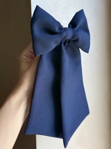 Fundă supradimensionată bleumarin pentru școală fete – accesoriu uniformă copii - Img 2