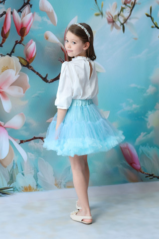Fustită tutu din tulle bleu cu perle capsate, Fairy - Img 8