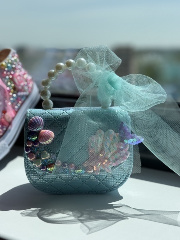 Geantă fete turcoaz cu perle, Mermaid Pearl - Img 2