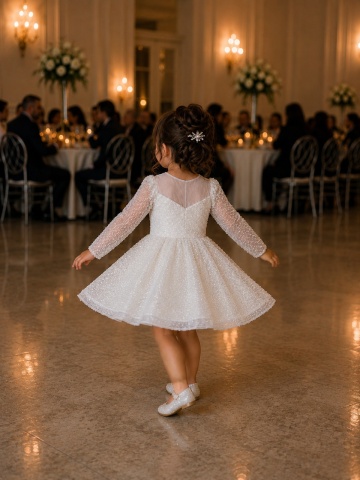 Rochie albă couture elegantă pentru fete cu perle, pietre și fundă detașabilă – Ophelia - Img 6