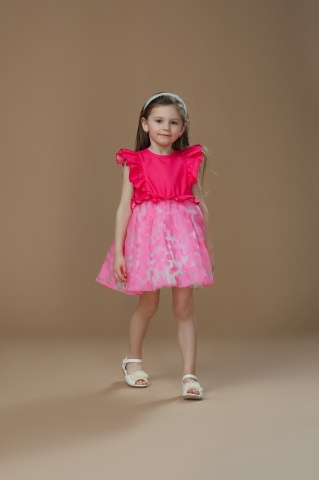 Rochie de blug fuchsia Barbie cu tulle și organza pentru fetițe - Ediție Limitată - Img 5