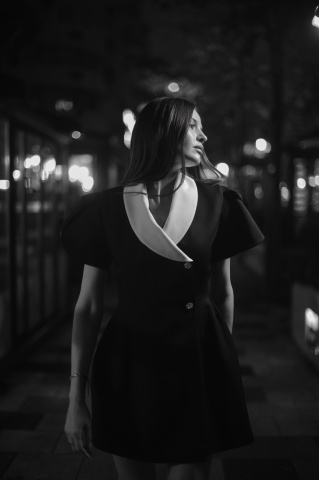 Rochie elegantă de ocazie damă tip sacou, neagră – model versatil de zi și de seară, Chantelle - Img 7