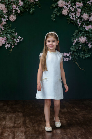 Rochie fete eleganta de ocazie din brocard premium, Lilou - Img 4