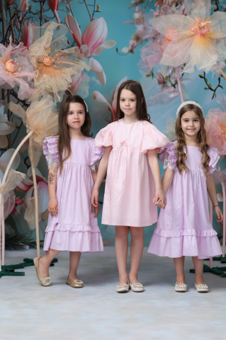 Set rochii mama-fiica roz din bumbac 100%, Candy - Img 2