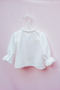 White Silk-Look Shirt for Girls, Angel - Img 7