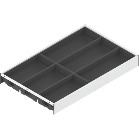 AMBIA-LINE Organizator pt tacamuri, pt LEGRABOX/MERIVOBOX Sertar, Plastic/otel, 6 Compartimente pt tacamuri, NL=500 mm, Latime=300 mm, alb-matase/gri-orion