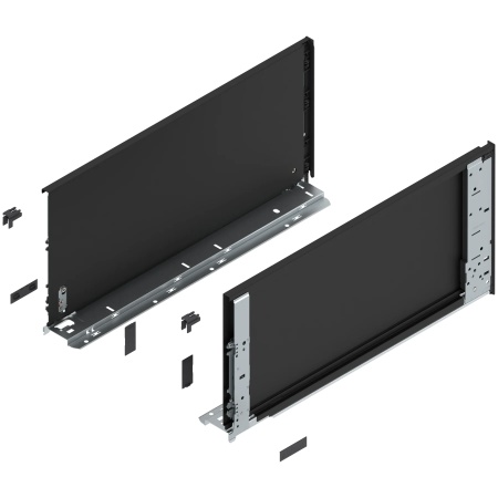 Laterala sertar LEGRABOX interior F 241 mm, NL=500 mm, dr+stg, pure, negru-carbon mat