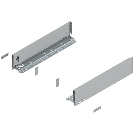 Laterala sertar LEGRABOX M 90.5 mm, NL=400 mm, dr+stg, pure, argintiu polar mat