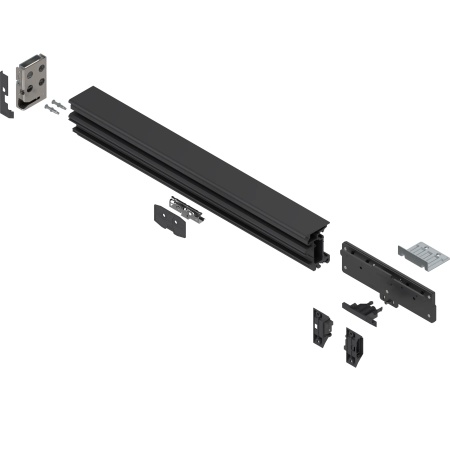 REVEGO duo - Set de montare, pentru o usa individuala si usi duble combinate, pentru latime interioara de corp in aplicatie Usa individuala: 700 mm, dreapta, negru