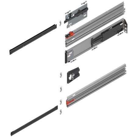 REVEGO uno - Sina de glisare tip pocket (set), NL=700mm, Dreapta +E6/Ev1 natur