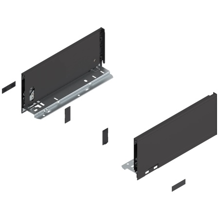 Laterala sertar LEGRABOX K 128.5 mm, NL=300 mm, dr+stg, pure, negru-terra mat