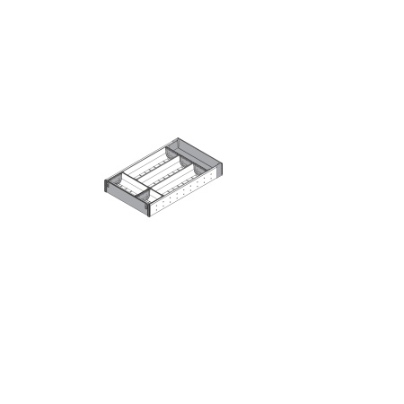 ORGA-LINE, Set casete sertar lemn, NL=500mm, latime=285mm inox-periat/gri inchis (ocupare partiala)