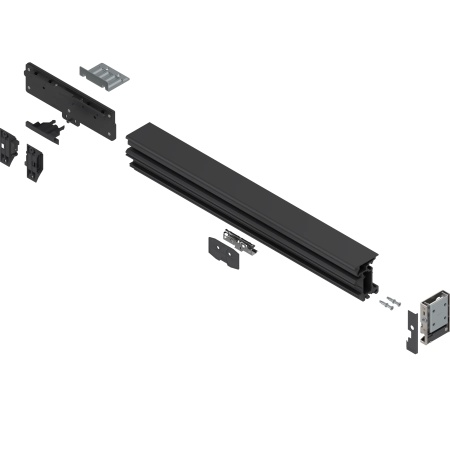 REVEGO duo - Set de montare, pentru o usa individuala si usi duble combinate, pentru latime interioara de corp in aplicatie Usa individuala: 700 mm, stanga, negru