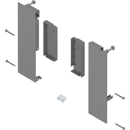 Suport front dr+stg, pt sertar interior MERIVOBOX, E, pentru extragere interioara cu traversa, gri indiu mat