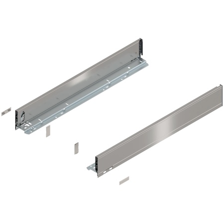Laterala sertar LEGRABOX M 90.5 mm, NL=650 mm, dr+stg, pure, inox periat-lacuit
