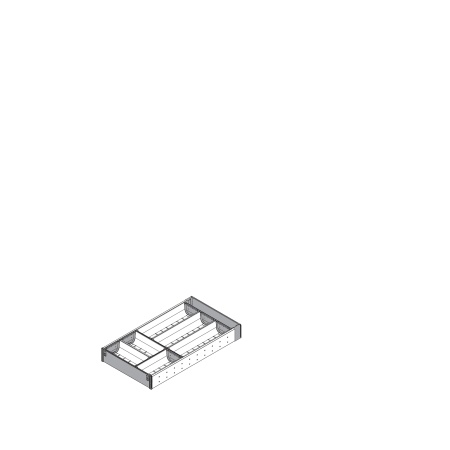 ORGA-LINE, Set casete sertar lemn, NL=550mm, latime=285mm inox-periat/gri inchis (ocupare partiala)