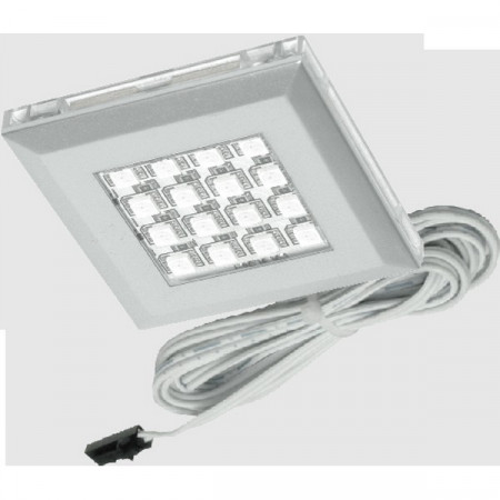 Spot SQUERE 2 alu, 16LED-HE,1.2W, 12VDC,53x53mm