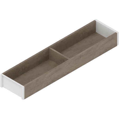 AMBIA-LINE Rama, pt LEGRABOX/MERIVOBOX Sertar, Design de lemn, NL=450 mm, Latime=100 mm, Stejar Bard./alb-matase