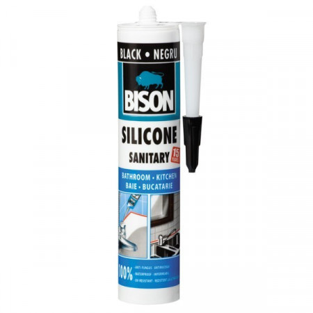 Etansant BISON 280ml silicon sanitar - NEGRU