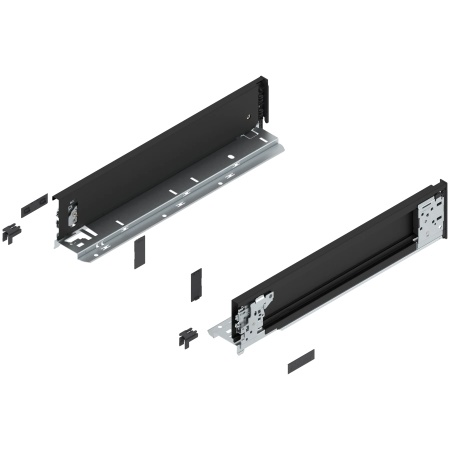 Laterala sertar LEGRABOX interior M 90.5 mm, NL=400 mm, dr+stg, pure, negru-carbon mat