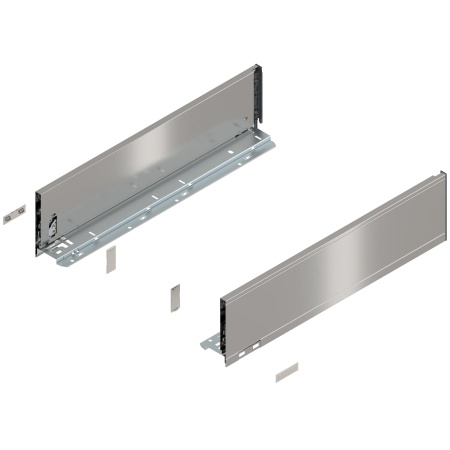 Laterala sertar LEGRABOX K 128.5 mm, NL=500 mm, dr+stg, pure, inox periat-lacuit