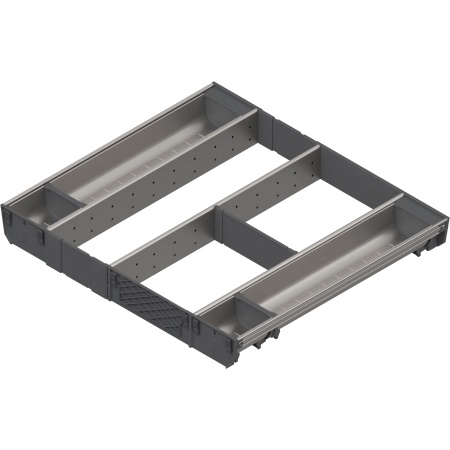 ORGA-LINE, Set combinat (ocupare completa) TANDEMBOX, NL=500mm, KB=600 Inox periat/gri inchis