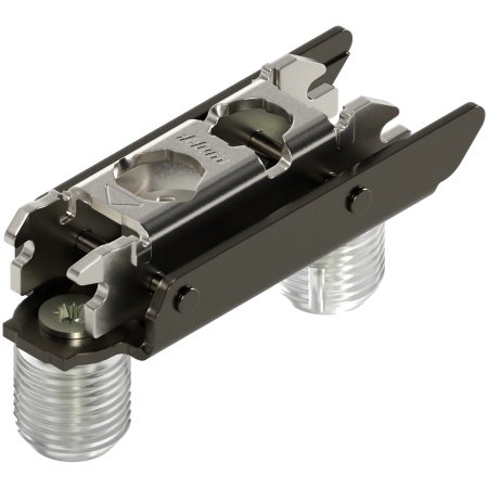 Placuta balama CLIP, in cruce, inaltare 3mm, montare prin presare cu dibluri prinse cu şuruburi, excentric, negru onix