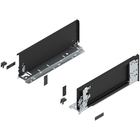 Laterala sertar LEGRABOX interior K 128.5 mm, NL=350 mm, dr+stg, pure, negru-carbon mat