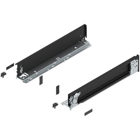 Laterala sertar LEGRABOX interior M 90.5 mm, NL=450 mm, dr+stg, pure, negru-carbon mat