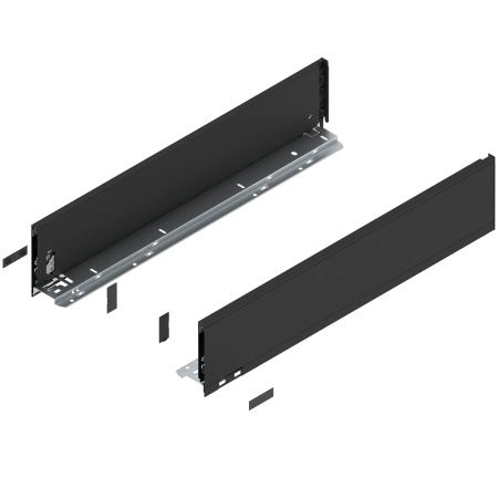 Laterala sertar LEGRABOX K 128.5 mm, NL=600 mm, dr+stg, pure, negru-carbon mat