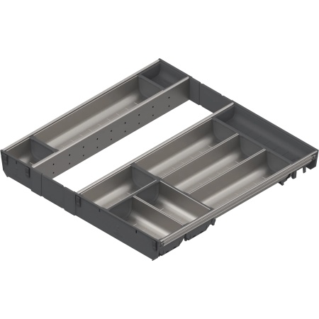 ORGA-LINE, compartimentare tacamuri, pt TANDEMBOX lungime 550 mm, latime 600 mm - ocupare completa,inox-periat/gri închis