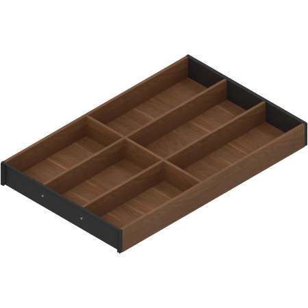 AMBIA-LINE Organizator pt tacamuri, pt LEGRABOX/MERIVOBOX Sertar, Design de lemn, 6 Compartimente pt tacamuri, NL=500 mm, Latime=300 mm, Nuc Tenn. / negru-carbon