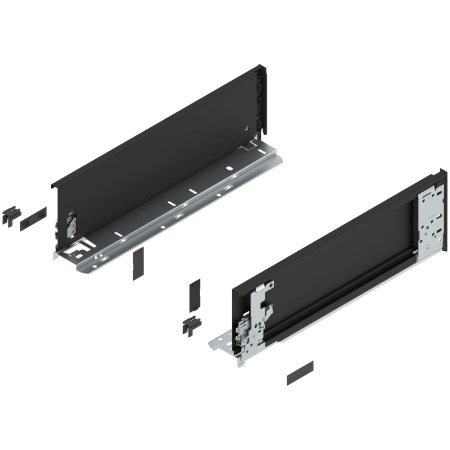 Laterala sertar LEGRABOX interior K 128.5 mm, NL=400 mm, dr+stg, pure, negru-carbon mat
