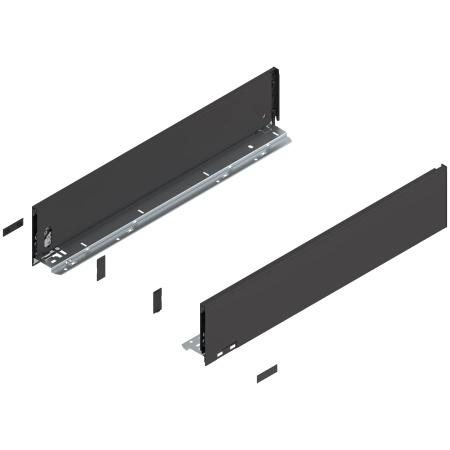 Laterala sertar LEGRABOX K 128.5 mm, NL=600 mm, dr+stg, pure, negru-terra mat