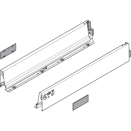 Laterala sertar TANDEMBOX M 83 mm, 600 mm, dr+stg, pentru TANDEMBOX intivo/antaro, gri aluminiu
