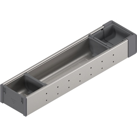 ORGA-LINE, Set casete pentru sertar lemn, NL=500mm, latime=108mm inox-periat/gri inchis (ocupare partiala)