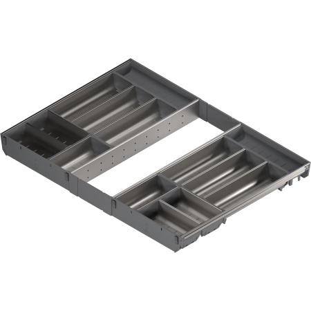 ORGA-LINE, Set casete TANDEMBOX, NL=550mm, KB=800mm inox-periat/gri inchis (ocupare completa)