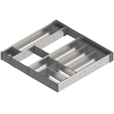 ORGA-LINE, Set combinat sertar lemn, NL=550mm, latime=512mm inox-periat/gri inchis