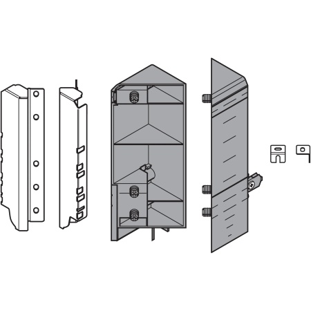 Set cuplaj front EXPANDO pt TANDEMBOX antaro/plus SPACE CORNER, gri inchis/gri aluminiu